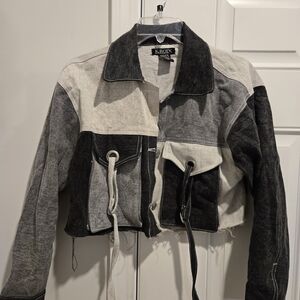 Women's Patchwork Jacket - Black and Gray